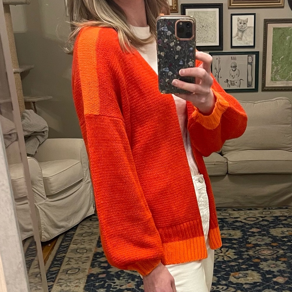 Orange open cardigan